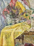 Still Life With Boronia by Grace Cossington Smith, 1955, oil on pulpboard, sold Apr 2013