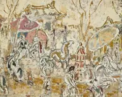 Temple Yard, Peking by Ian Fairweather, 1936, oil and pencil on paper on board, sold Apr 2013