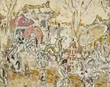 Temple Yard, Peking by Ian Fairweather, 1936, oil and pencil on paper on board, sold Apr 2013