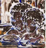 Landlady And Daughter, Cairns by Ian Fairweather, 1941, gouache and pencil on paper, sold Apr 2013