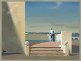 Study For The Terrace, Variations On A Theme by Jeffrey Smart, 1994, oil on canvas, sold Apr 2013