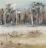 Cockatoos In Wimmera Landscape by Arthur Boyd, c.1970s, oil on canvas, sold Apr 2013