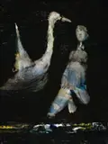 Leda And The Swan by Sidney Nolan, 1960, ripolin on composition board, sold Apr 2013