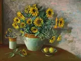 Sunflowers by Margaret Olley, c.1972, oil on composition board, sold Apr 2013
