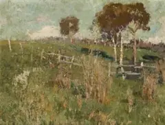 Landscape by David Davies, c.1895, oil on wood panel, offered Apr 2013