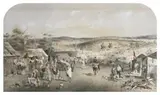 Forest Creek, Mount Alexander Diggings From The Base Of Red Hill Near Argus Office, Looking Towards Castlemaine by S. T. Gill, 1852, colour lithograph with hand colouring, sold Apr 2013