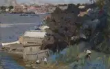 Sydney Harbour by Percy Lindsay, 1905, oil on board, sold Apr 2013