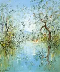 Picnic Under The Willows by David Boyd, oil on canvas, sold Apr 2013