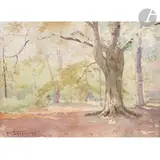 Sous-bois by Abel Landry, 1898, Aquarelle, sold Oct 2024