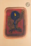 Personnages à la flamme by Marco del Re, 1995, Gouache sur papier toilé, sold Oct 2024