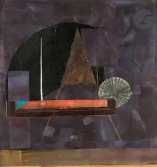 Équilibre violet n°22 by Jacques Monory, 1957, Encre et collage sur papier, sold Oct 2024