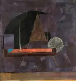 Équilibre violet n°22 by Jacques Monory, 1957, Encre et collage sur papier, sold Oct 2024