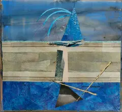 Composition by Jacques Monory, 1957, Gouache et collages de papiers, sold Oct 2024