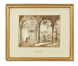 Moines dans un cloître by Frans Vervloet, Aquarelle, sold Jun 2021