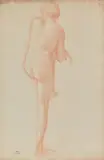 Académie d'homme de dos by Edgar Degas, Sanguine sur papier, sold Apr 2021