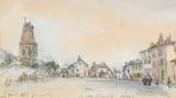 Place Saint-André by Johan Jongkind, 1883, Aquarelle, fusain rehaussée à la gouache sur papier, sold Apr 2021