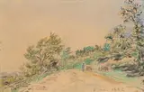 La route de Balbins (recto) Coq, poules et tour du grand Lemps (verso) 1882 by Johan Jongkind, Aquarelle et crayon noir sur papier Recto :, sold Apr 2021