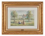 La Cueillette by Hugues Claude Pissarro, Pastel, sold Apr 2021