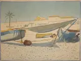 Barques et front de mer by Tony Minartz, Aquarelle, sold Apr 2021