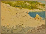 Penseur face à la mer by Tony Minartz, Aquarelle, sold Apr 2021