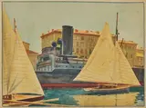 Voiliers et paquebot au Vieux-Port de Cannes by Tony Minartz, Aquarelle, sold Apr 2021