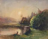 Vanne de l'étang de Roche by François-Auguste Ravier, Aquarelle et rehauts de gouache sur papier, sold Apr 2021