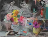 Bouquets à l'Olympia by Henriette Deloras, 1940, Pastel sur papier, sold Apr 2021