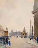 Paris, Place de la Concorde by Paul Émile Lecomte, Aquarelle, sold Jun 2018