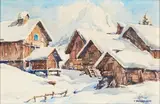 Chalets sous la neige by Eugène Bernhardt, Aquarelle, sold Jun 2018