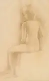 Nu féminin by John Rädecker, Crayon bistre et estompe, sold Oct 2018