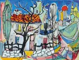 Montmartre by Jean-Claude Dragomir, 1992, Gouache, sold Oct 2018