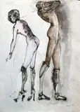 Scène érotique by Léonor Fini, Plume, encre de Chine et aquarelle, sold Oct 2018