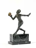 Joueuse de boule by Desire Grisard, Bronze a double patine verte et or, sold Jun 2018