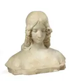 Buste de jeune femme by Fortunato Gori, Marbre blanc, sold Jun 2018