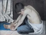 Jeune garçon blessé au pied by Louis-François Biloul, 1895, Pastel, sold Jun 2018