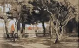 Bord de mer à Beg Meil by Raoul Serres, Fusain et gouache sur papier, sold Jun 2018