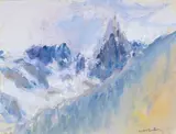 Neige sur les Alpes by André Barbier, Gouache, sold Jun 2018