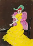 Jeune femme assise à la robe jaune by Leonetto Cappiello, Pastel, sold Jun 2018