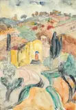 Paysage de Cortenano by Edmond Ceria, 1920, Aquarelle, sold Jun 2018