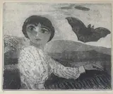 Jeune femme à la chauve-souris by Charles Donker, Aquatinte signée et numérotée, sold May 2018