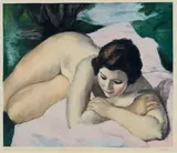 Baigneuse allongée by Charles Kvapil, Aquatinte en couleur signée et numérotée:, sold May 2018