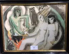 Scène satanique by Pierre Abadie-Landel, 1945, Aquarelle gouachée, sold May 2018