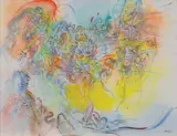 Composition by Marc Janson, Aquarelle et gouache sur papier, sold May 2018