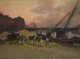 Scène de port by Mathurin Janssaud, Pastel sur papier, sold Dec 2020