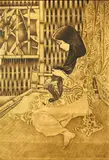 La coiffure by Thanh Le, Panneau en bois laqué doré, sold Dec 2020