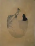 Elégante au chien by Louis Icart, Lithographie en couleurs à vue ovale et signée au crayon, sold Dec 2020