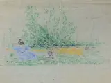 Femme assise près d'un arbre by Ker-Xavier Roussel, Pastel sur papier teinté, sold Dec 2022