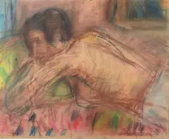 * Nu allongé sur le ventre by Béla Czóbel, Pastel, sold Dec 2022