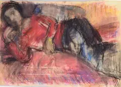 Femme allongée by Béla Czóbel, Pastel, sold Dec 2022