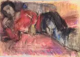 Femme allongée by Béla Czóbel, Pastel, sold Dec 2022